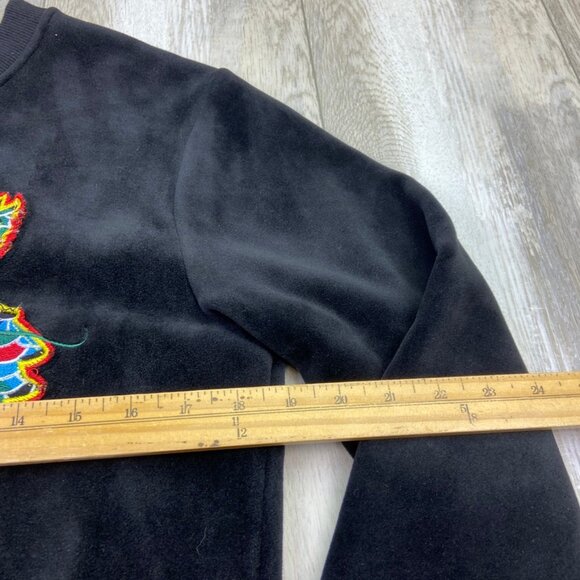 Kenzo Paris Sweater Womens Medium Black Pullover Embroidered Tiger Soft Velour - Picture 3 of 9